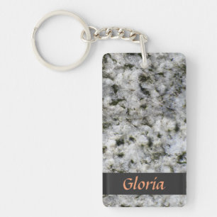 Granite Rock White met naam Sleutelhanger