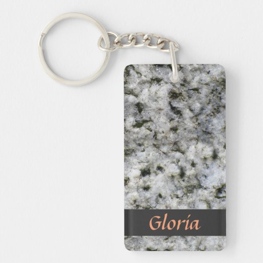 Granite Rock White met naam Sleutelhanger (Voorkant)