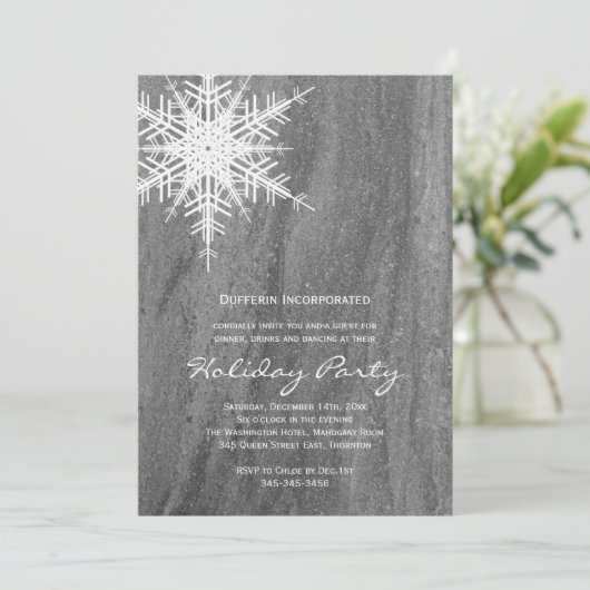 Granite & Snowflake Entreprise Fête Invitation (Debout devant)