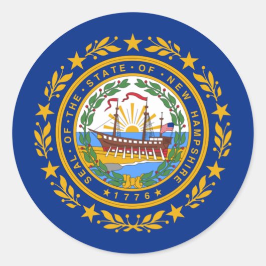 Granite Stater Flag, vlag van New Hampshire Ronde Sticker (Voorkant)