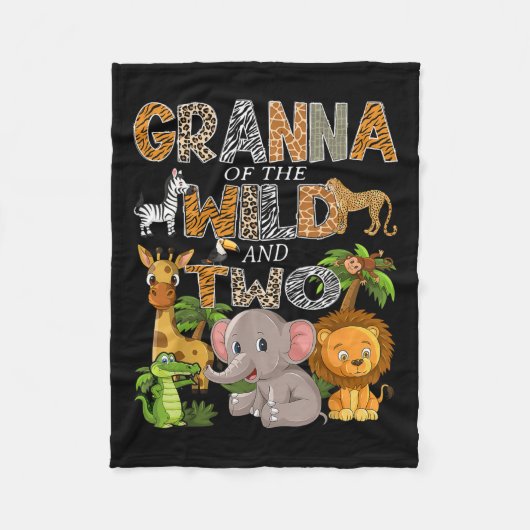 Granna of the Wild en twee Zoo Safari Oerwoud Gebo Fleece Deken (Voorkant)