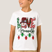Granna Snowman Love Granna Life Kerstmis Red Plai T-shirt (Voorkant)