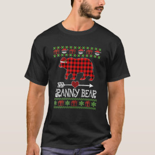 Granny Bear Santa Red Plaid Family Pajamas For Chr T-shirt