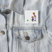 Granny & Boy Bowling Vierkante Button 5,1 Cm (In situ)