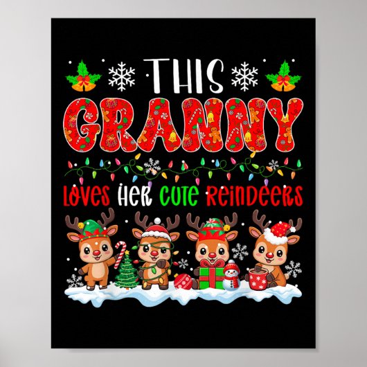 Granny houdt van haar Schattigee rendieren Xmas Gr Poster (Voorkant)