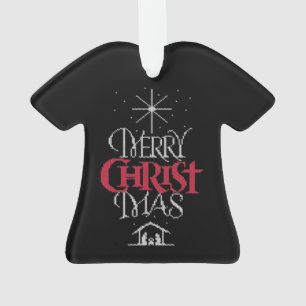 Granny Knit Religieuze Ugly Merry KerstSweater Ornament
