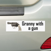 Granny met een Pistool Bumpersticker (Op auto)