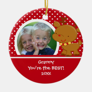 Granny Photo Reindeer Kerstversier Keramisch Ornament