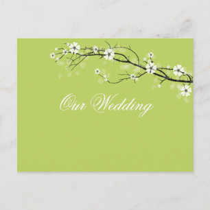 Granny Smith apple blossom save date/DIY color Aankondigingskaart