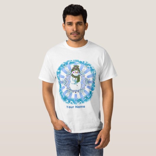 Granny Snowflake Snowman T-Shirt (Voorkant volledig)
