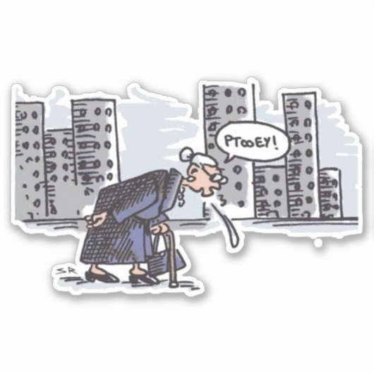 Granny Spitting! autocollant de contour (Devant)