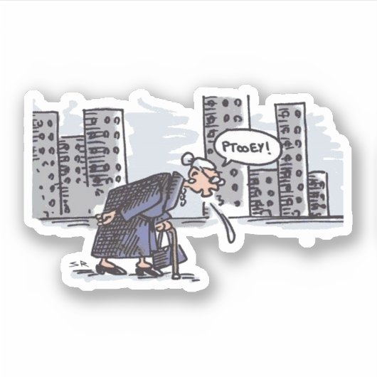 Granny Spitting! autocollant de contour (Devant)