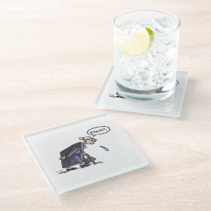 Granny Spitting white glass onderzetter