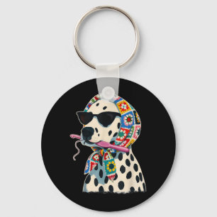 Granny Square Dalmatiër Grappige Dalmatiër Hond Sleutelhanger