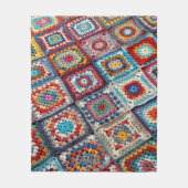 Granny Square gehaakte quilt Fleece Deken (Voorkant)