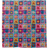 Granny Square Haakwerk Douchegordijn (Voorkant)