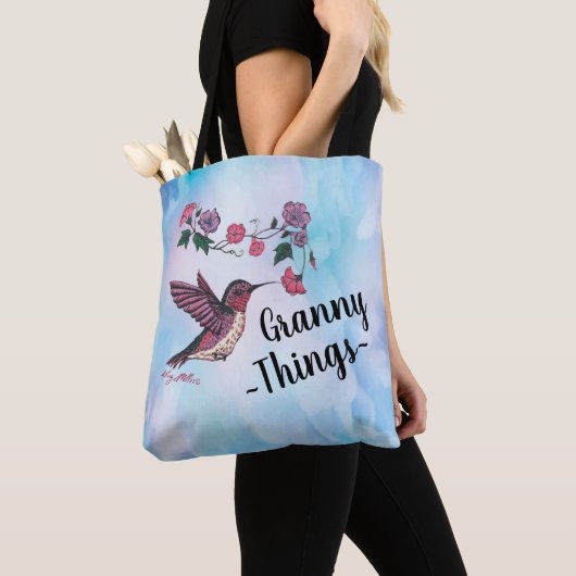 Granny Things, Hummingbird and Flowers Sac fourre- (De près)