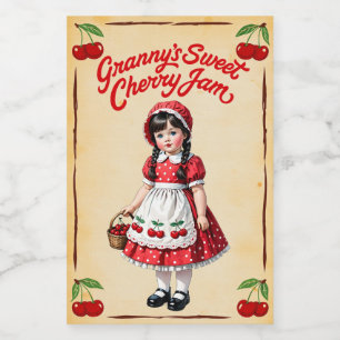 Granny's Sweet Cherry Jam Eetlabel Voedselcontainer Etiket