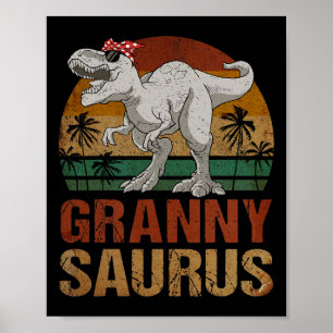 Grannysaurus T Rex Dinosaur Granny Saurus Retro Mo Poster