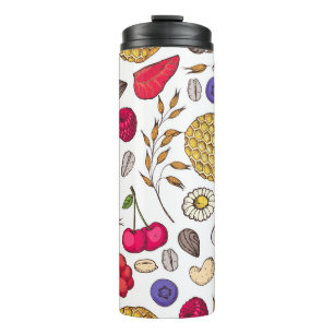 Granola, muesli, naadloos patroon. Haver schildert Thermosbeker
