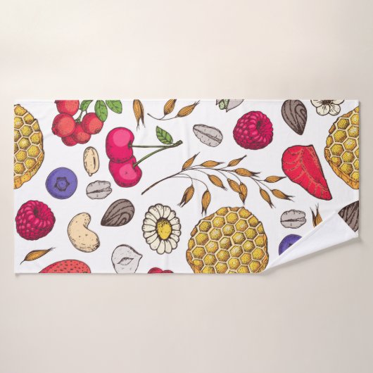 Granola, muesli seamless pattern. Oat flakes hand (Serviette de bain)