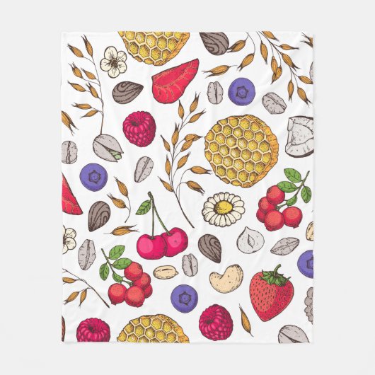 Granola, muesli seamless pattern. Oat flakes hand Fleece Deken (Voorkant)