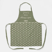 Gran's Kitchen Always Open Olive Green Polka Dot Schort (Voorkant)