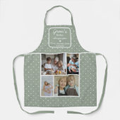 Gran's Kitchen Always Open Sage Green Dots Photo Schort (Voorkant)