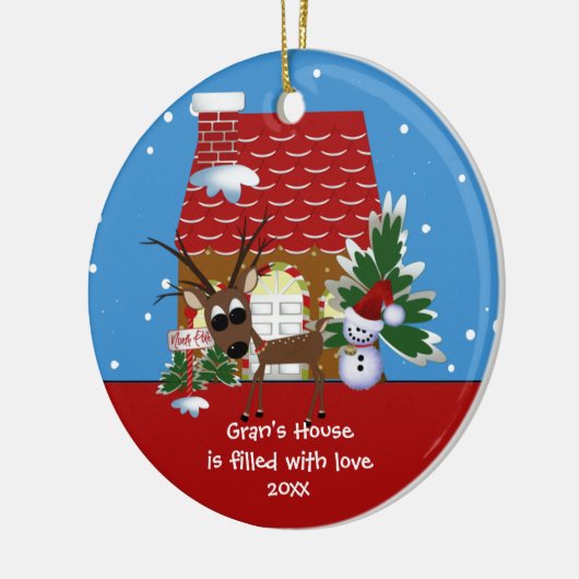 Gran's Love House Kerstversiering Keramisch Ornament (Links)