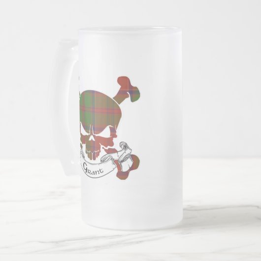 Grant Tartan Skull-Mok Matglas Bierpul (Voorkant links)