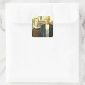 Grant Wood - American Gothic, Vierkante Sticker (Tas)