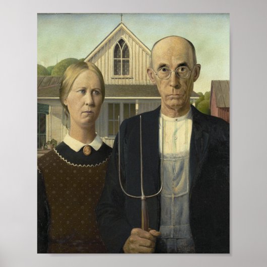 Grant Wood - Amerikaans Gothic Poster (Voorkant)