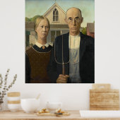 Grant Wood - Amerikaans Gothic Poster (Keuken)