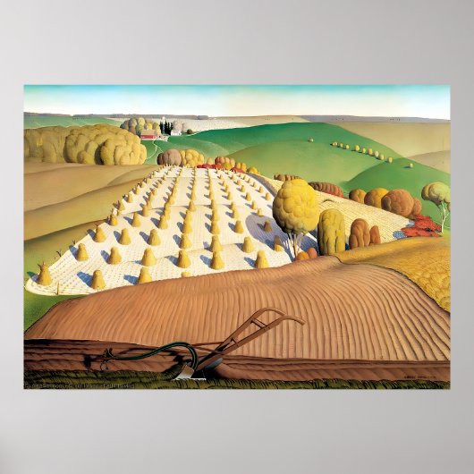 Grant Wood - Herfst ploegen Poster (Voorkant)