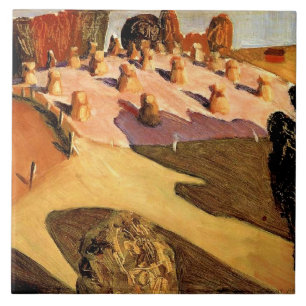 Grant Wood - Iowa Uitzicht, fijne kunst Tegeltje