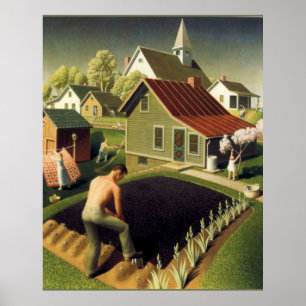Grant Wood - Lente in Town Poster