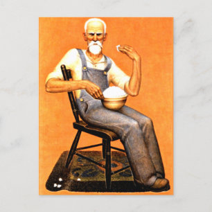 Grant Wood - opa die popcorn eet, Briefkaart