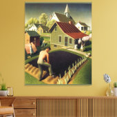 Grant Wood - Printemps en toile de ville Imprimer (Insitu(Salon))