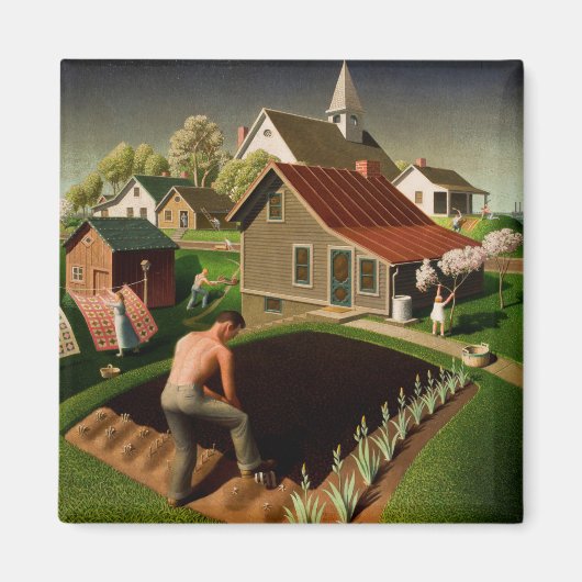 Grant Wood Spring in Town (1941) Magneet (Voorkant)