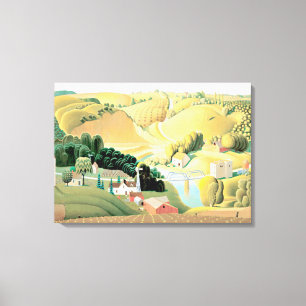 Grant Wood - Stone City, Iowa Canvas Afdruk