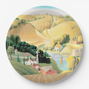 Grant Wood - Stone City, Iowa Papieren Bordje