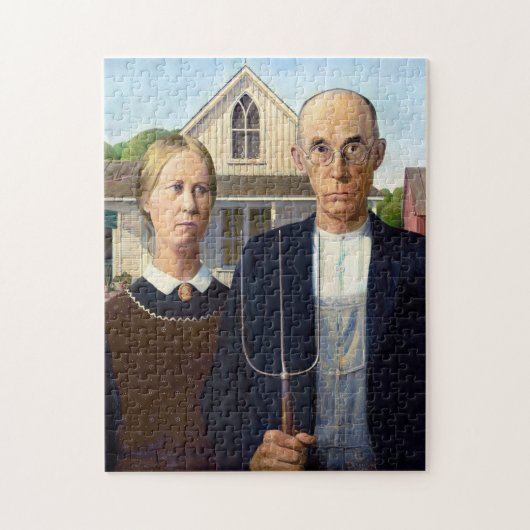 Grant Wood's American Gothic (1930) Legpuzzel (Verticaal)