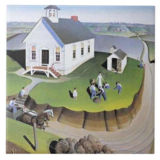 Grant Wood's Arbor Day artwork Tegeltje (Voorkant)
