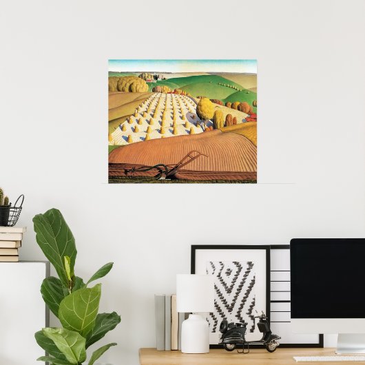 Grant Wood's Fall Plowing Poster (Thuiskantoor)