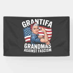 Grantifa oma tegen fascisme Geen koning VS  Spandoek