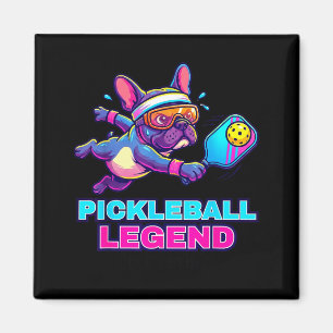 Grap Franse bulldog speelt op pickleball veld Magneet