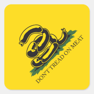 Grap niet op vlees grappige Gadsden vlag parodie m Vierkante Sticker