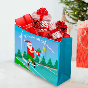 Grap Santa die Pickleball speelt Merry Volley Kers Groot Cadeauzakje