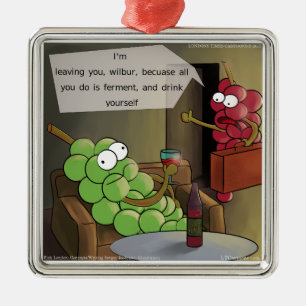 Grape Break-Up Grappige Eten, Wijn & Huwelijk Comi Metalen Ornament