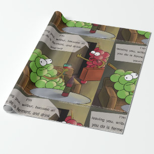 Grape Break-Up Grappige Eten, Wijn & Huwelijk Stri Cadeaupapier